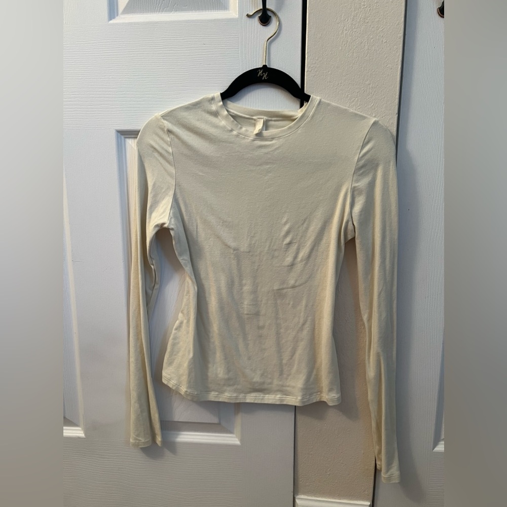 Skims Cotton Jersey Long Sleeve T-Shirt - Bone Color - Size M